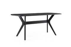 Table à manger Fotka 180cm Pied Noir et Bois Effet marbre Noir