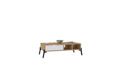 Table basse 1 tiroir Anna L100xH28,2cm Chêne clair et Blanc