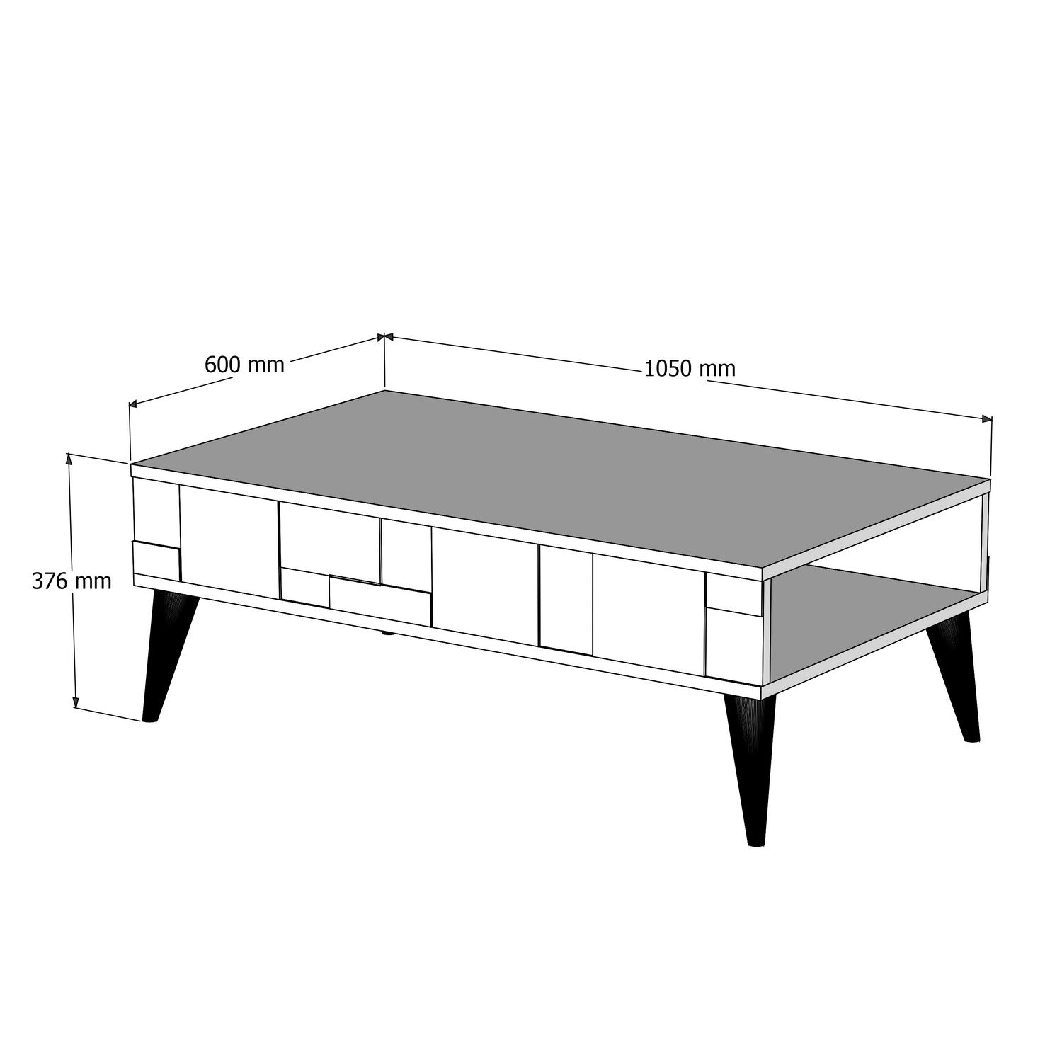 Table basse avec rangement Raga L105xP60cm Bois et Anthracite