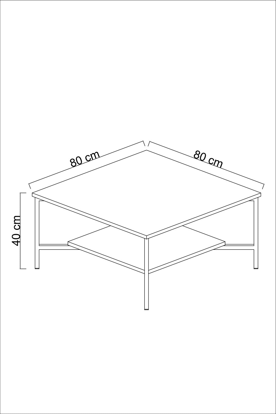 Table basse carrée Harmony 80x80cm Métal Noir et Bois Anthracite