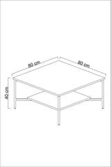 Table basse carrée Harmony 80x80cm Métal Noir et Bois Anthracite