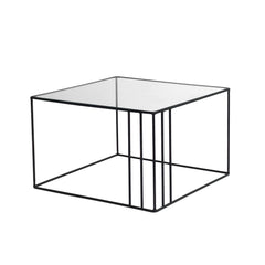 Table basse carrée Neway 50x50cm Verre Transparent et Métal Noir