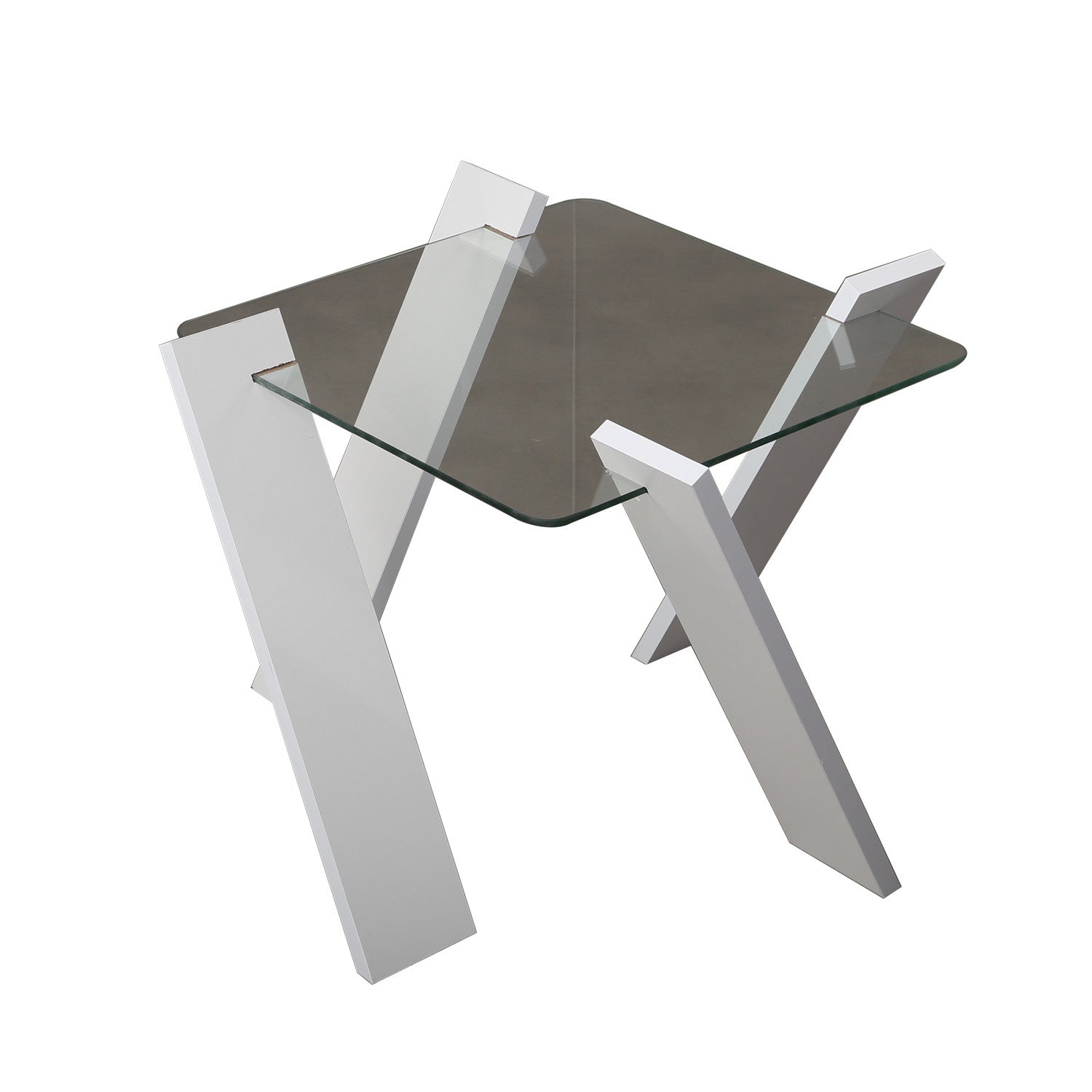 Table basse carrée Perspicuus Bois Blanc et Verre Transparent