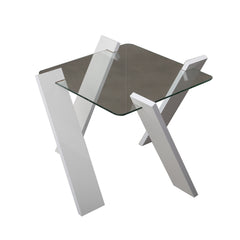 Table basse carrée Perspicuus Bois Blanc et Verre Transparent