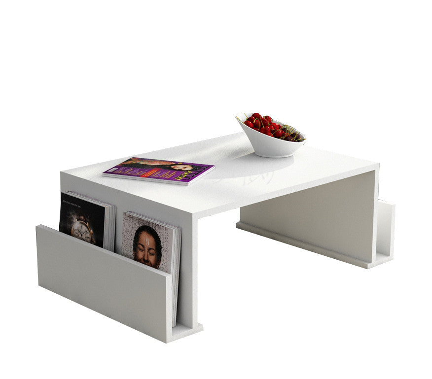 Table basse combinée porte-revues Unum Blanc