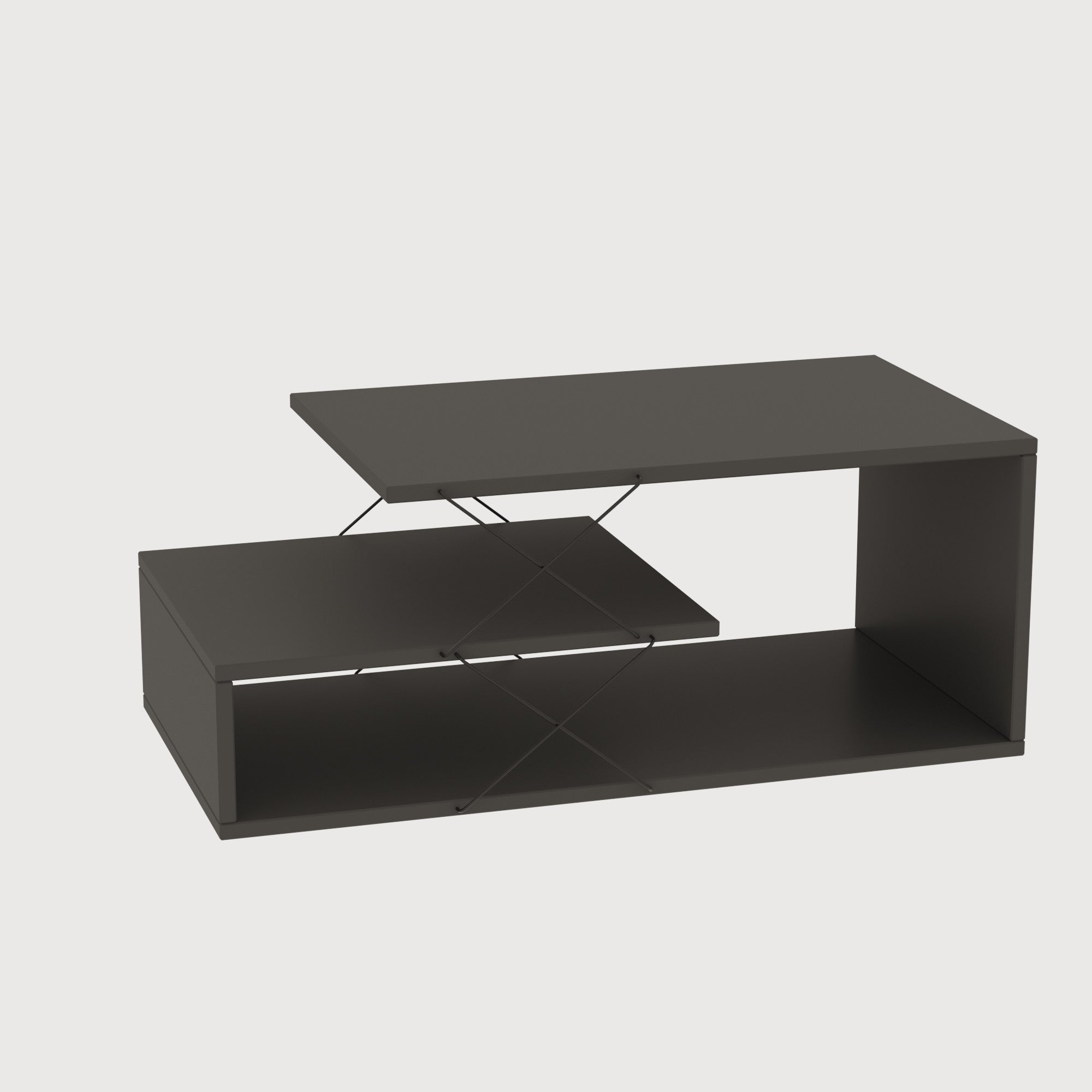 Table basse design à 3 plateaux Loiria Noir et Gris foncé