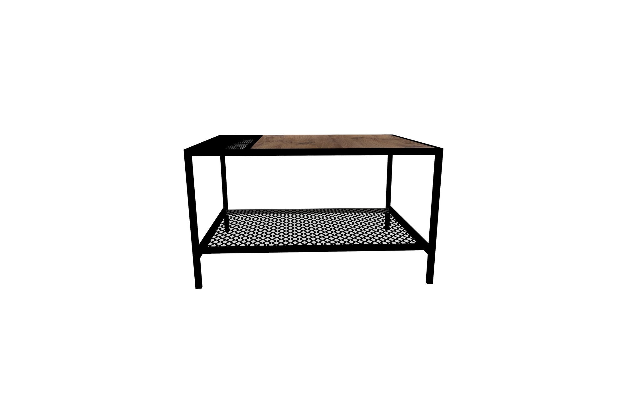 Table basse Fionn L80xP80cm Bois Pin foncé et Métal Noir