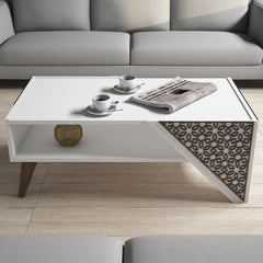 Table basse Forces Motif Arabesque Bois et Blanc