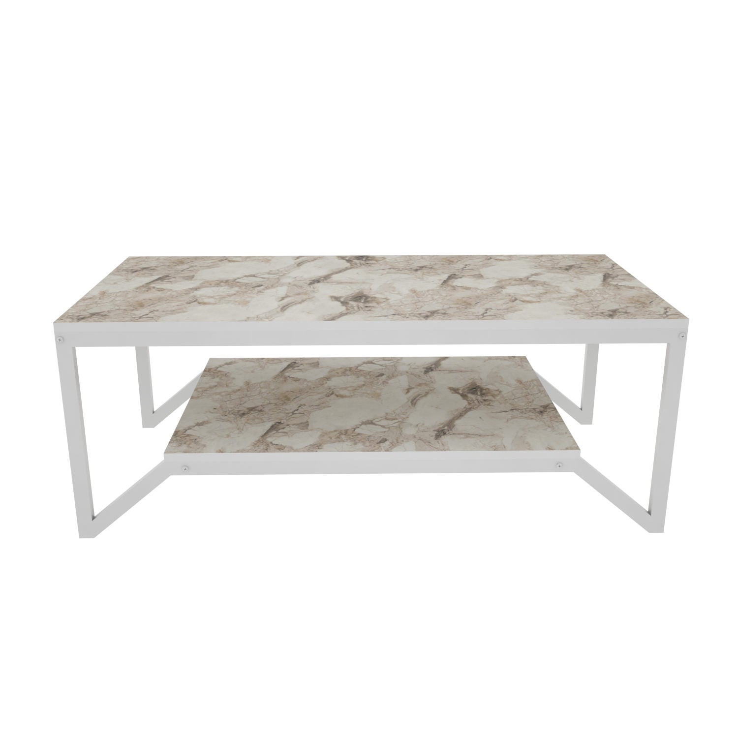 Table basse Houyi 120cm Bois Blanc effet marbre