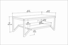 Table basse Houyi 120cm Bois Blanc effet marbre