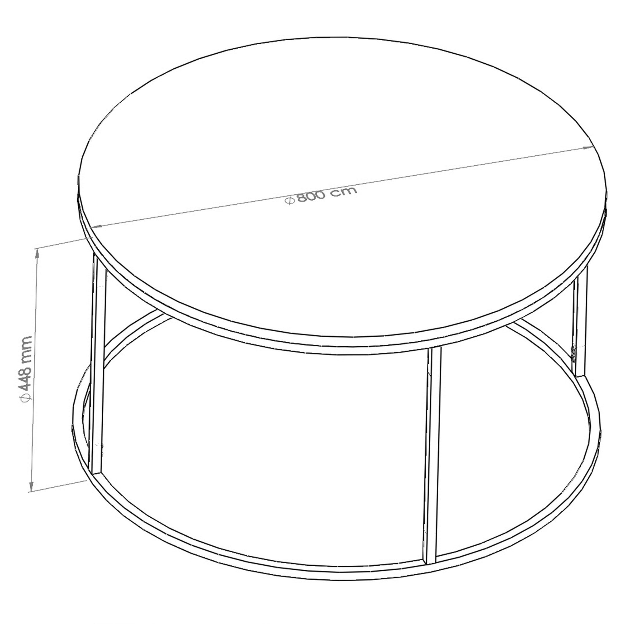 Table basse moderne Audie D80cm Métal et Verre fumé Noir