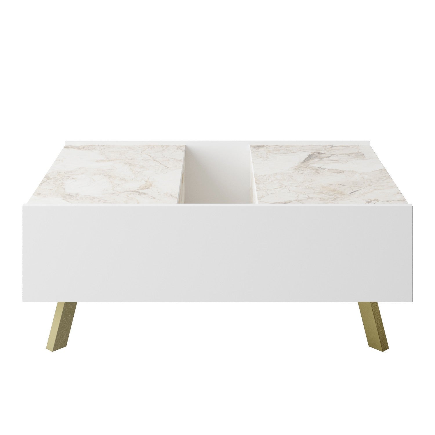 Table basse multi rangement Sophisticari Effet Marbre Blanc