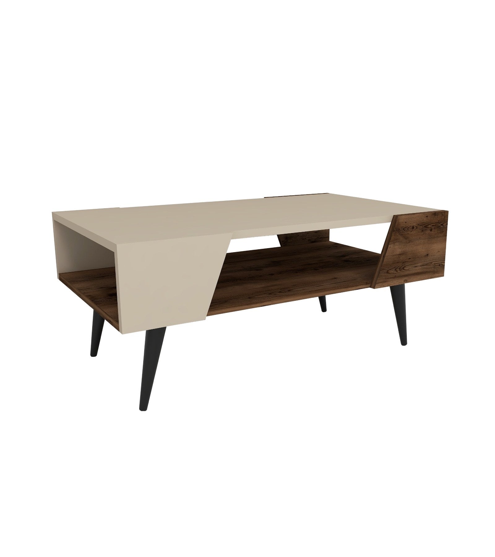 Table basse Niraj 90x53,6cm Bois foncé et Noir