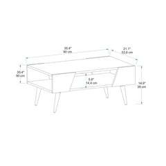 Table basse Niraj 90x53,6cm Bois foncé et Noir