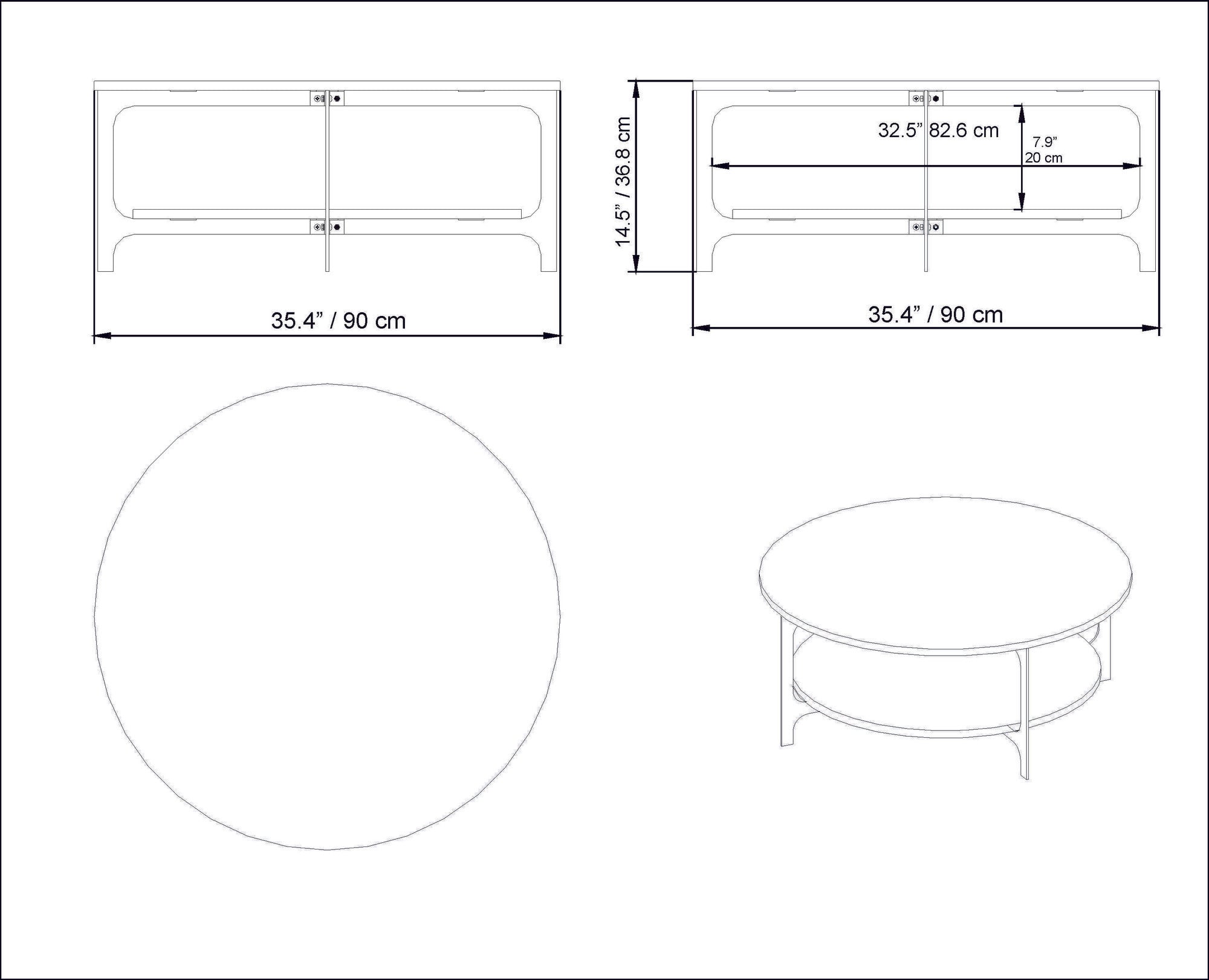 Table basse ovale Elliptica 2 tablettes Bois Marbre Blanc et Métal Or