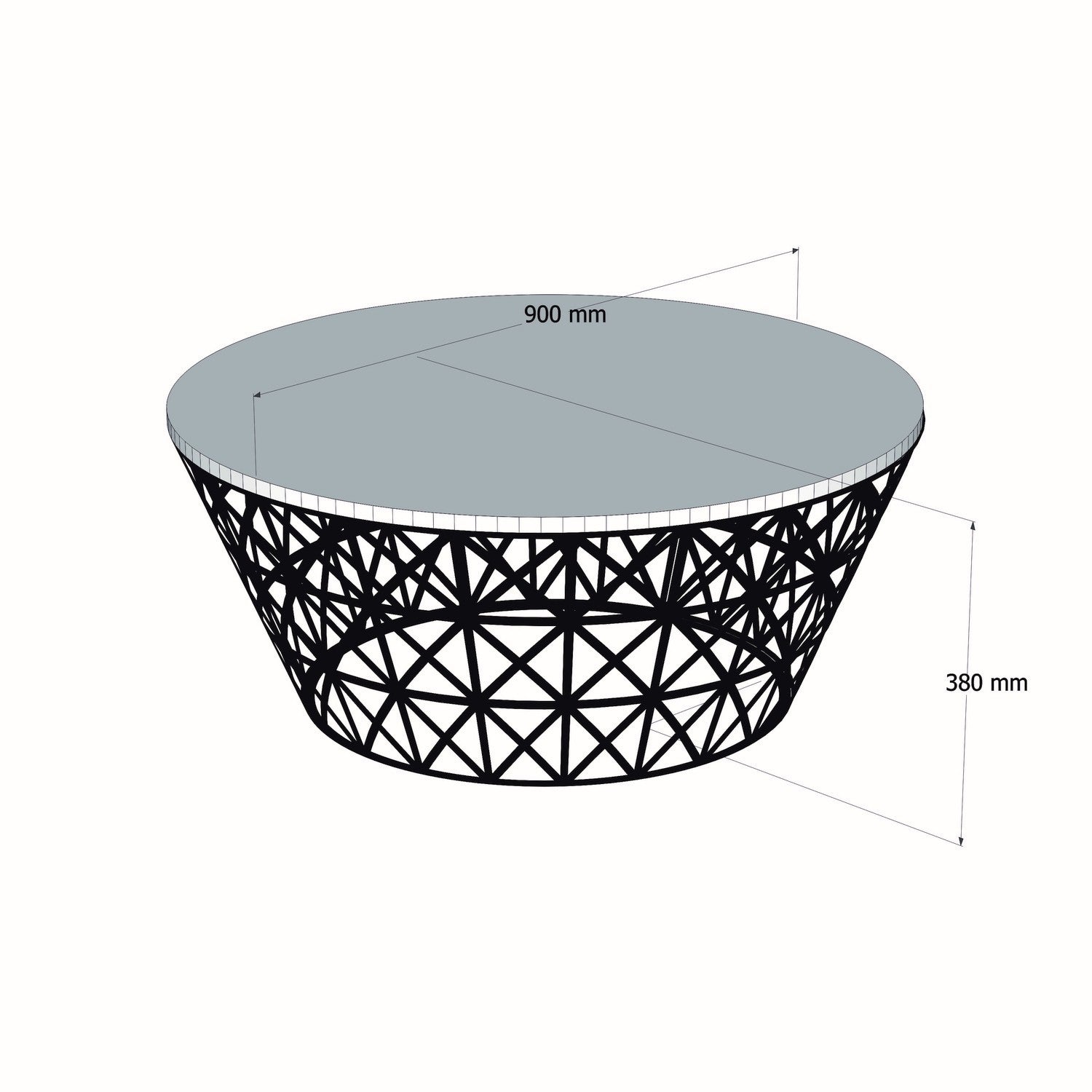 Table basse ovale Ellipticum support grille conique Mélaminé Marbre Noir et Métal Noir 