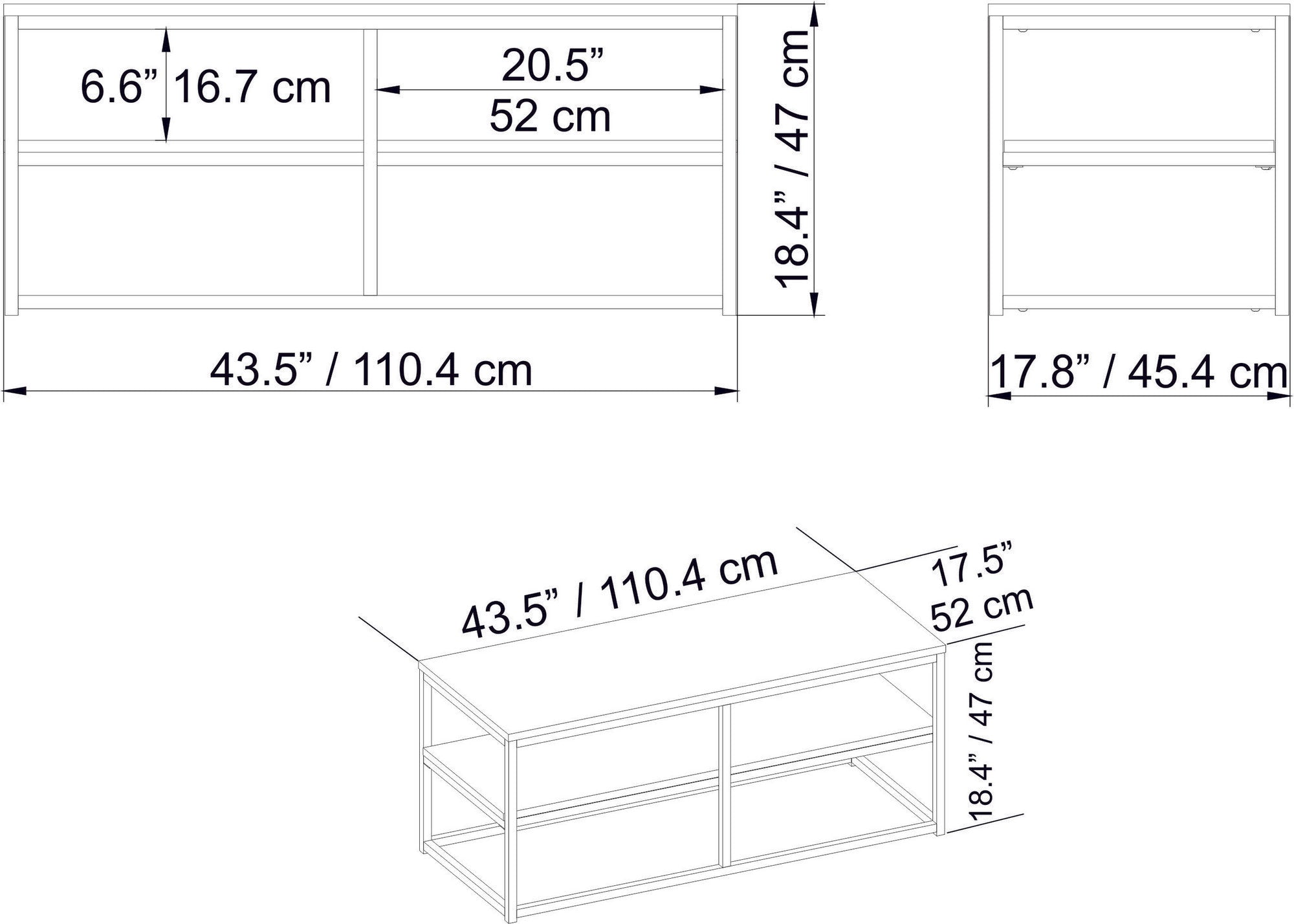 Table basse rectangle Cubicum 2 tablettes Bois Marbre Blanc et Métal Or