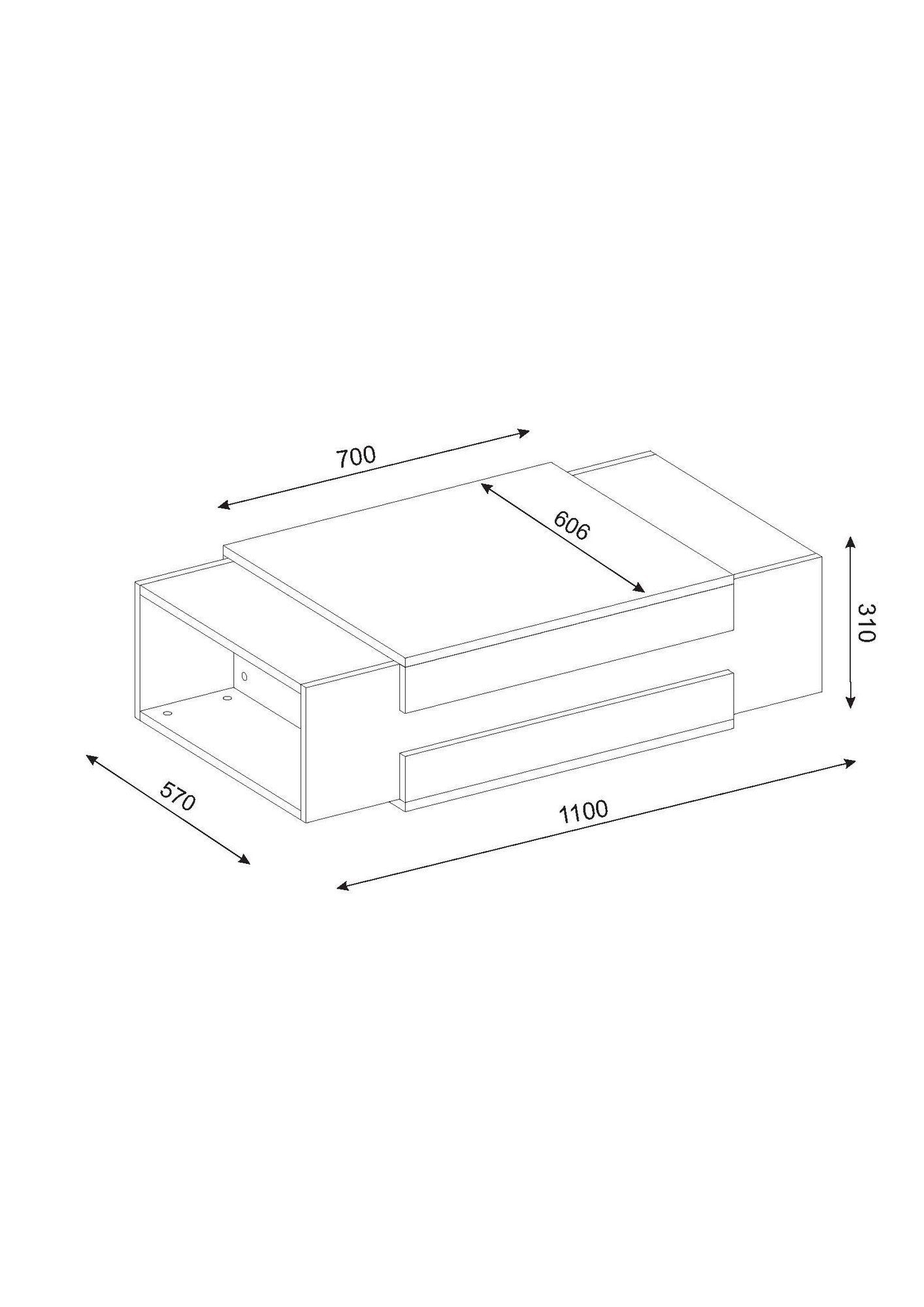 Table basse Umi 110x57cm Bois Naturel et Blanc