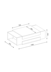 Table basse Umi 110x57cm Bois Naturel et Blanc