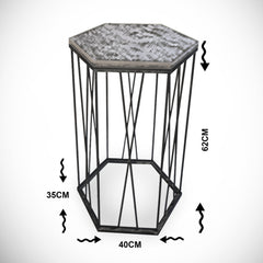 Table d'appoint hexagonale Supellex Verre Transparent et Métal Noir