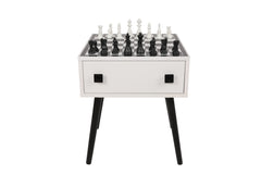 Table d'appoint style scandinave jeu d'échec 1 tiroir Ases Motif échiquier Noir et Blanc