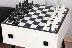 Table d'appoint style scandinave jeu d'échec 1 tiroir Ases Motif échiquier Noir et Blanc