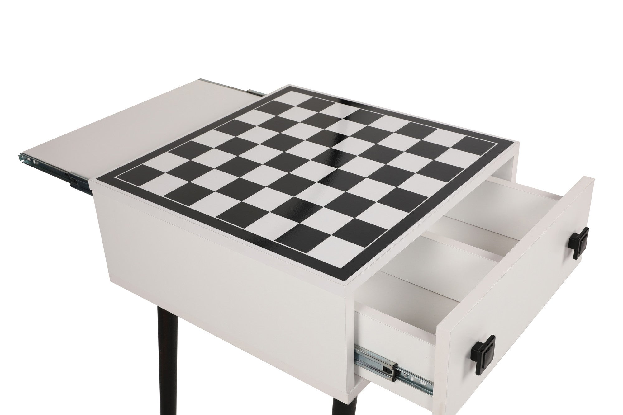 Table d'appoint style scandinave jeu d'échec 1 tiroir Ases Motif échiquier Noir et Blanc