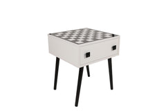 Table d'appoint style scandinave jeu d'échec 1 tiroir Ases Motif échiquier Noir et Blanc