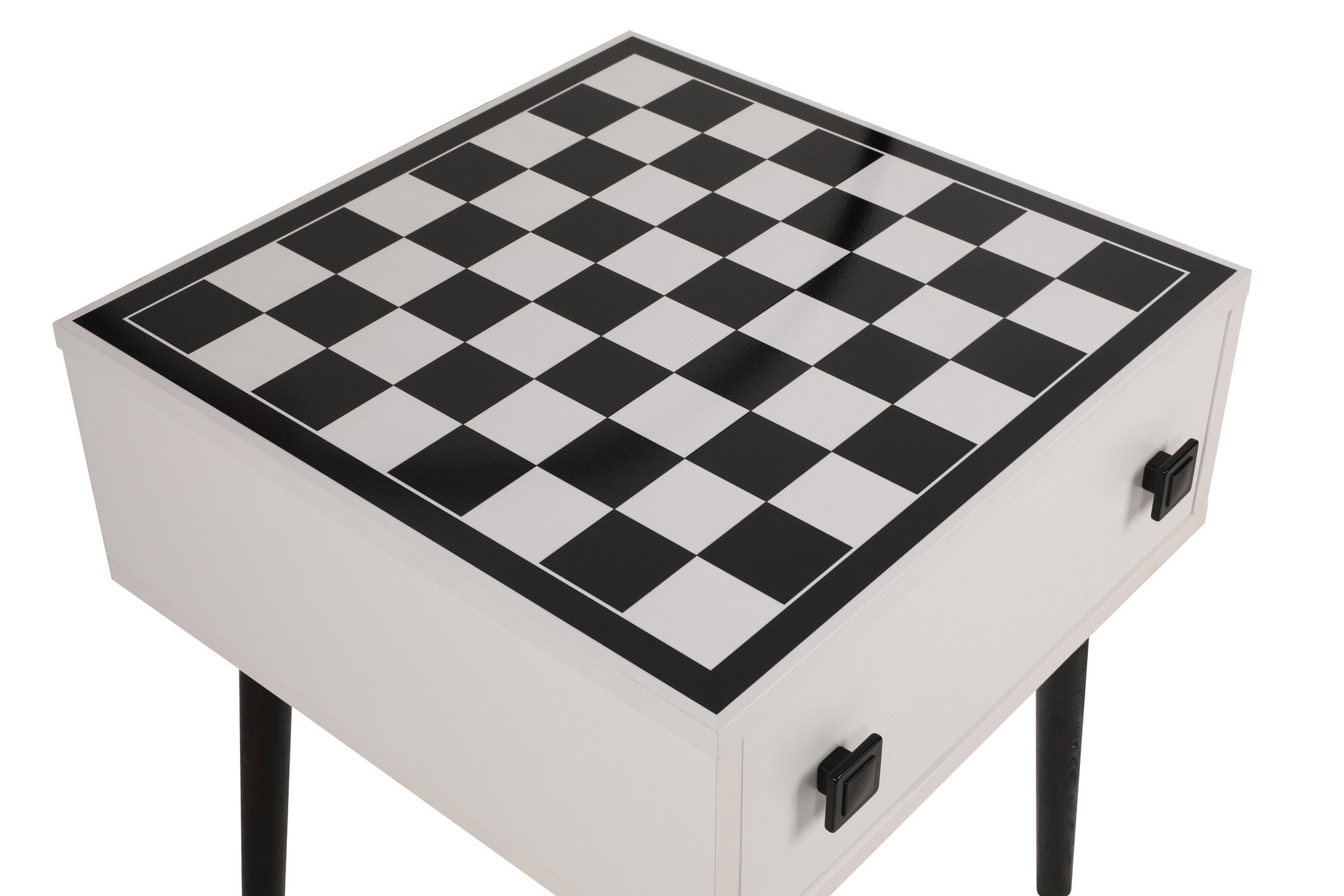 Table d'appoint style scandinave jeu d'échec 1 tiroir Ases Motif échiquier Noir et Blanc