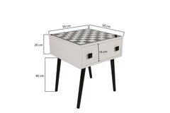 Table d'appoint style scandinave jeu d'échec 1 tiroir Ases Motif échiquier Noir et Blanc