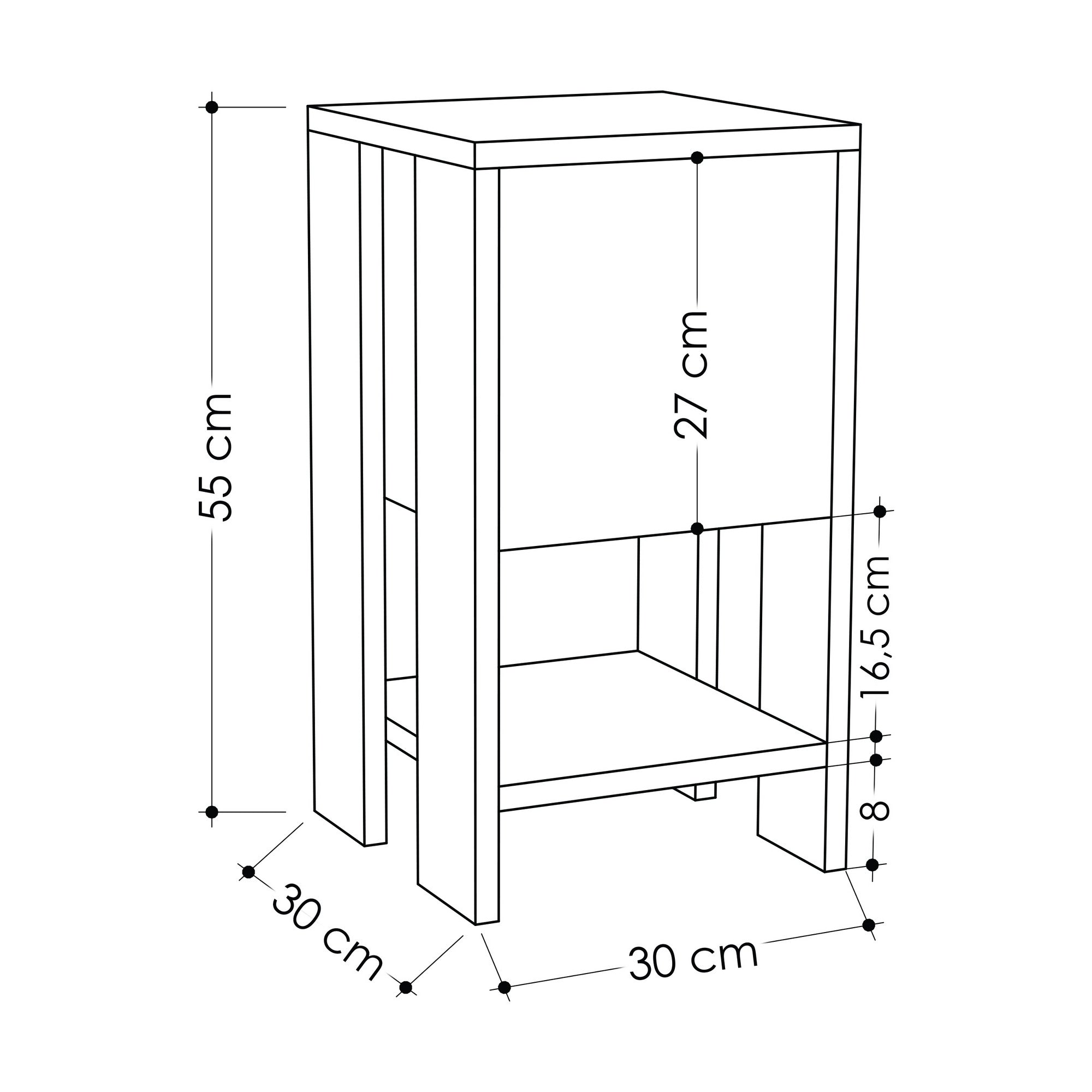 Table de chevet 1 porte Dawson H55cm Bois Anthracite