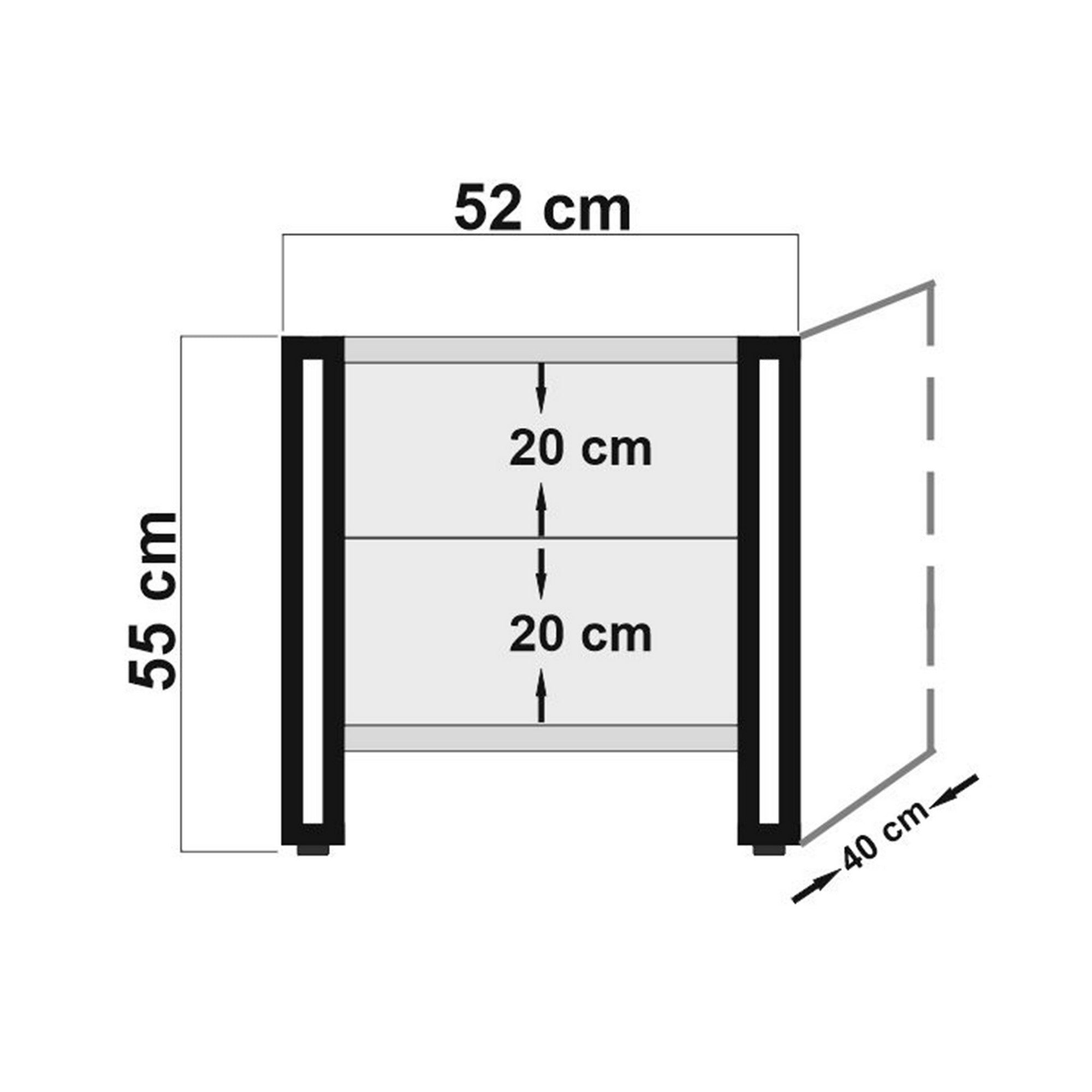 Table de chevet 2 tiroirs Lectis 52x55cm Bois clair et Métal Noir