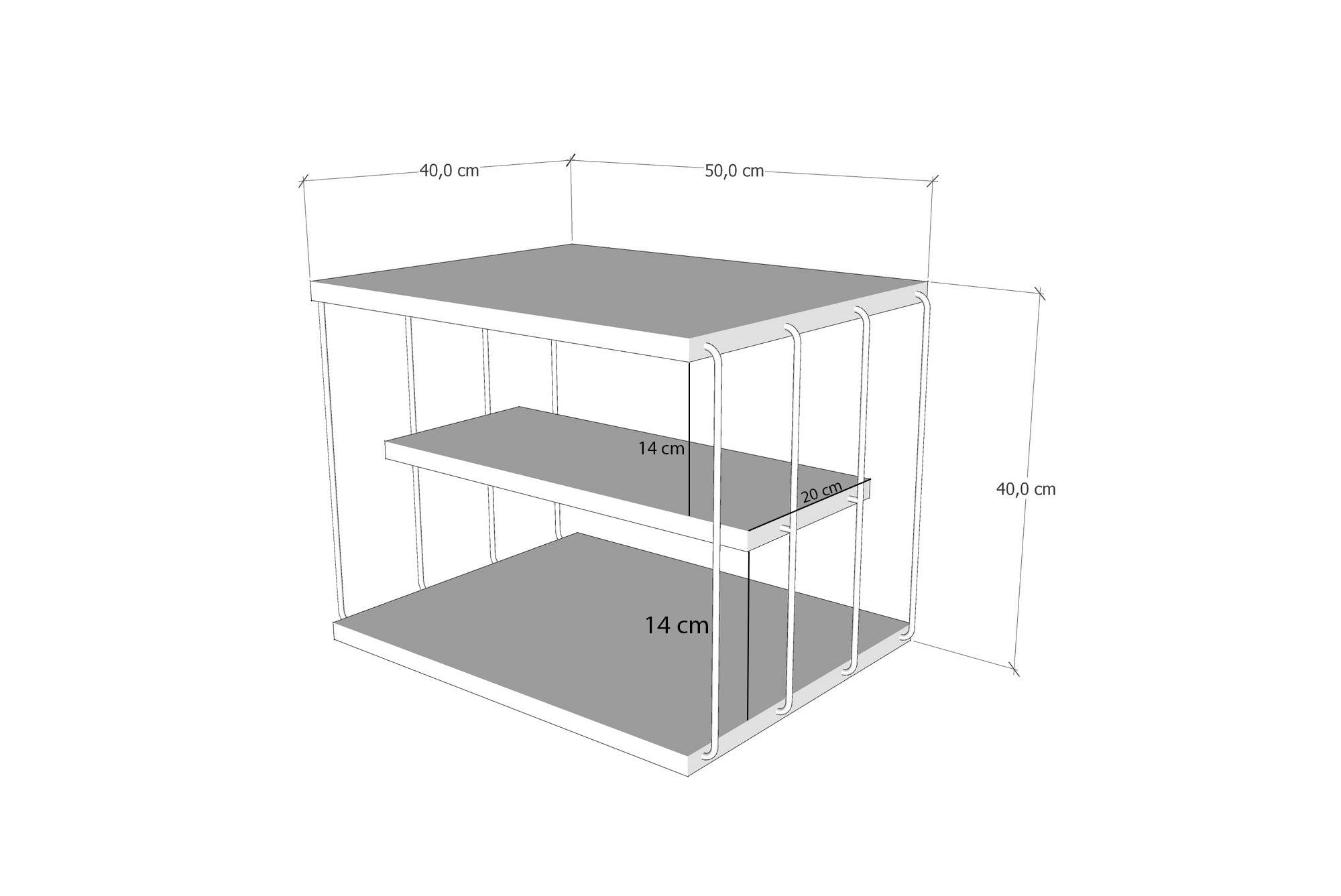 Table de chevet 3 étagères Gersis 50cm Métal Noir et Bois Anthracite