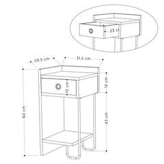 Table de chevet côté gauche Naudet H60cm Bois Blanc