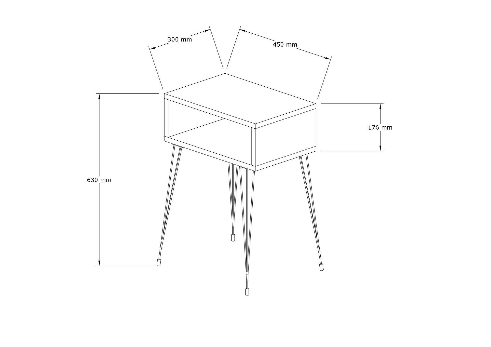 Table de chevet style industriel Kaer Bois Chêne clair