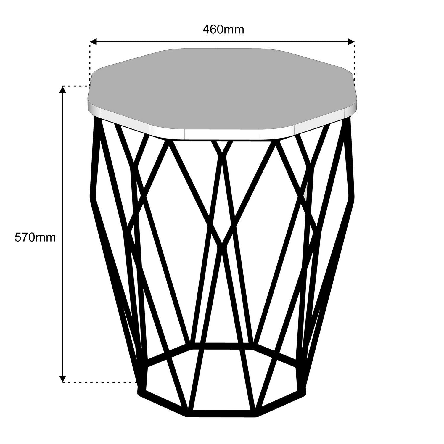 Table Heptagone Zachem Panneau Métal Noir et Bois Naturel