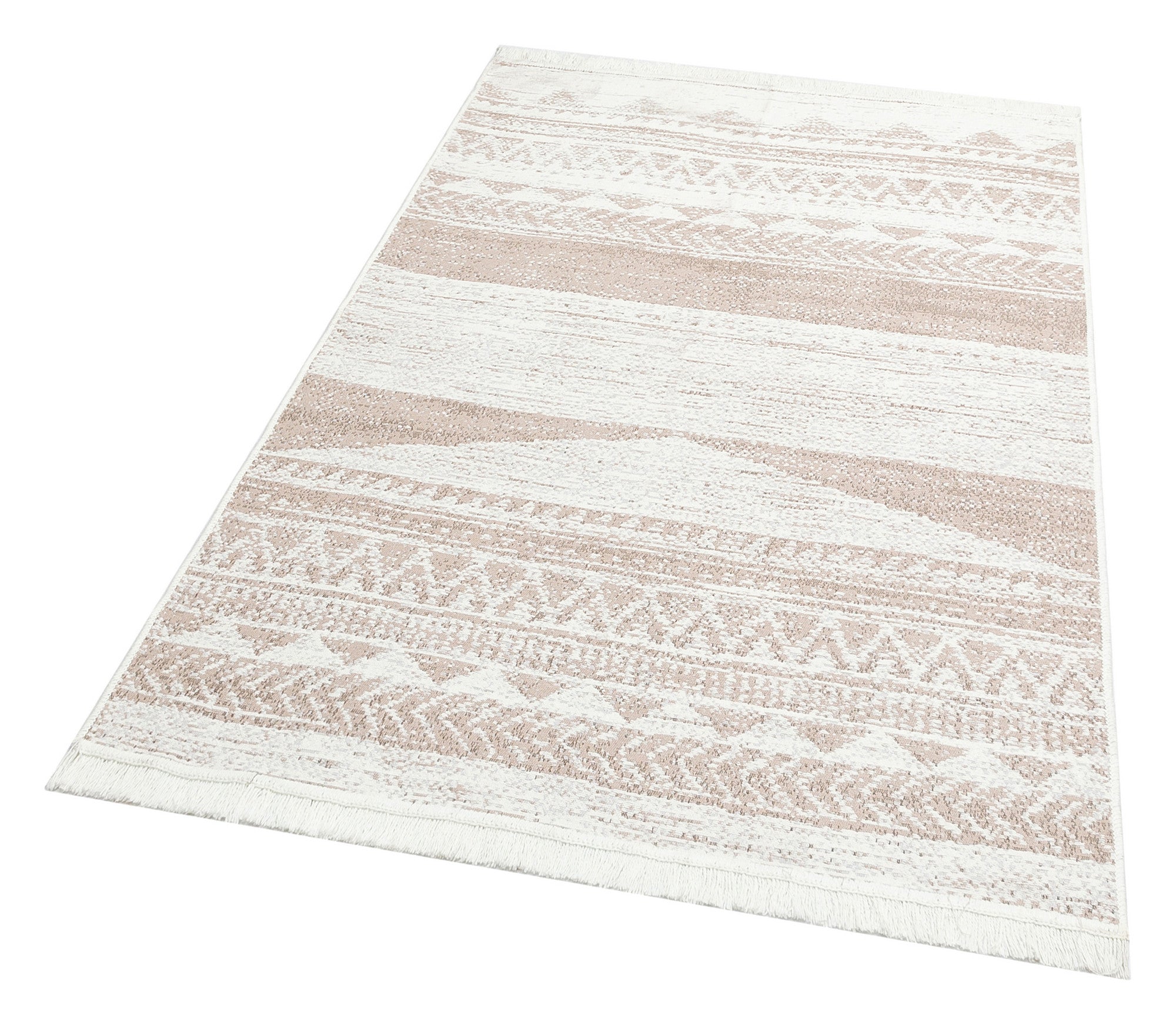 Tapis de couloir double face Azalea 80x300cm 100% Coton Beige et Blanc