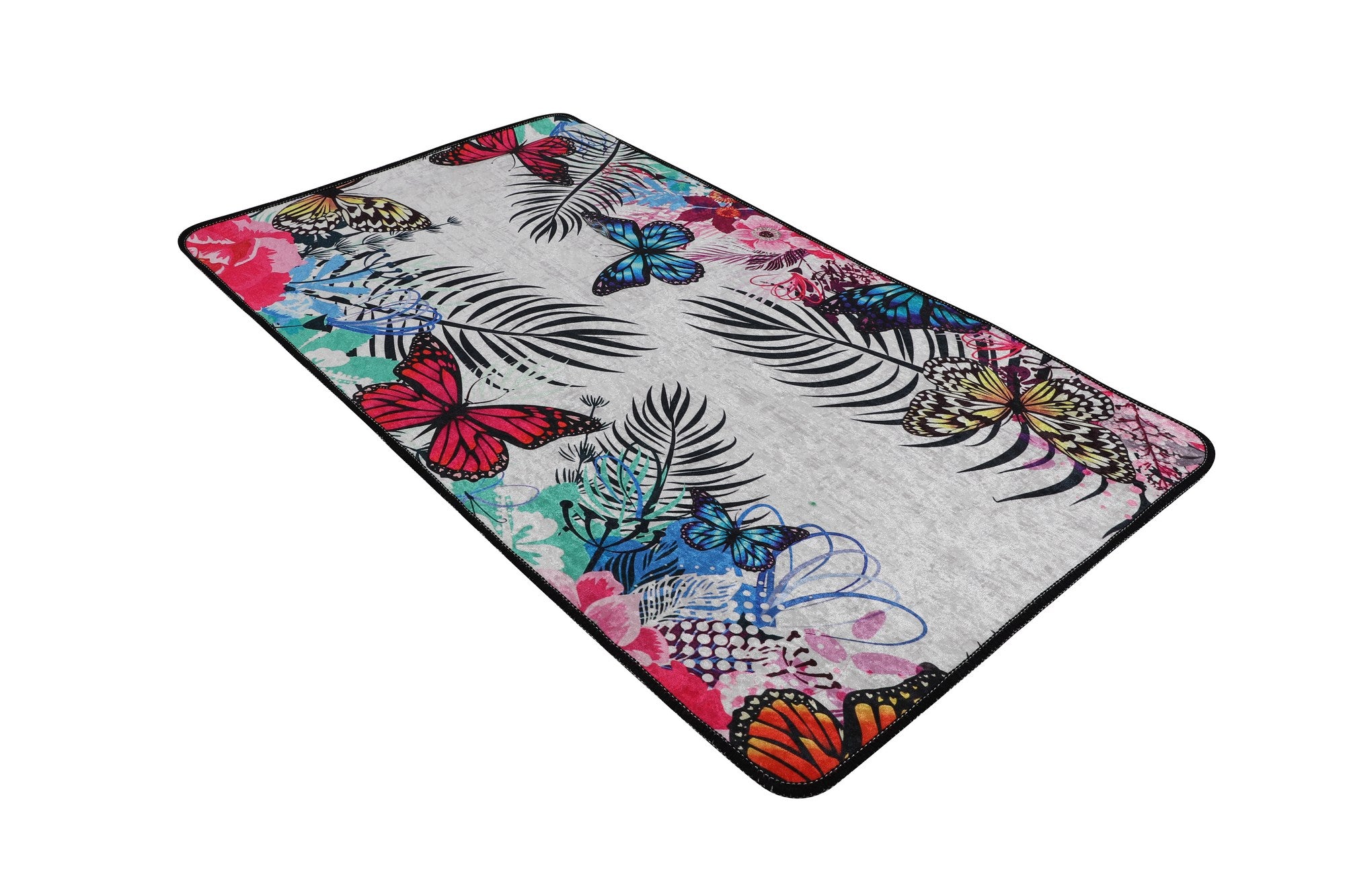 Tapis de salle de bain Gemala 70x120cm Motif Papillon et feuilles Multicolore