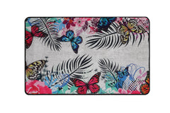 Tapis de salle de bain Gemala 70x120cm Motif Papillon et feuilles Multicolore