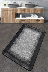 Tapis de salle de bain Jakub 70x120cm Motif Rayures Noir et Blanc