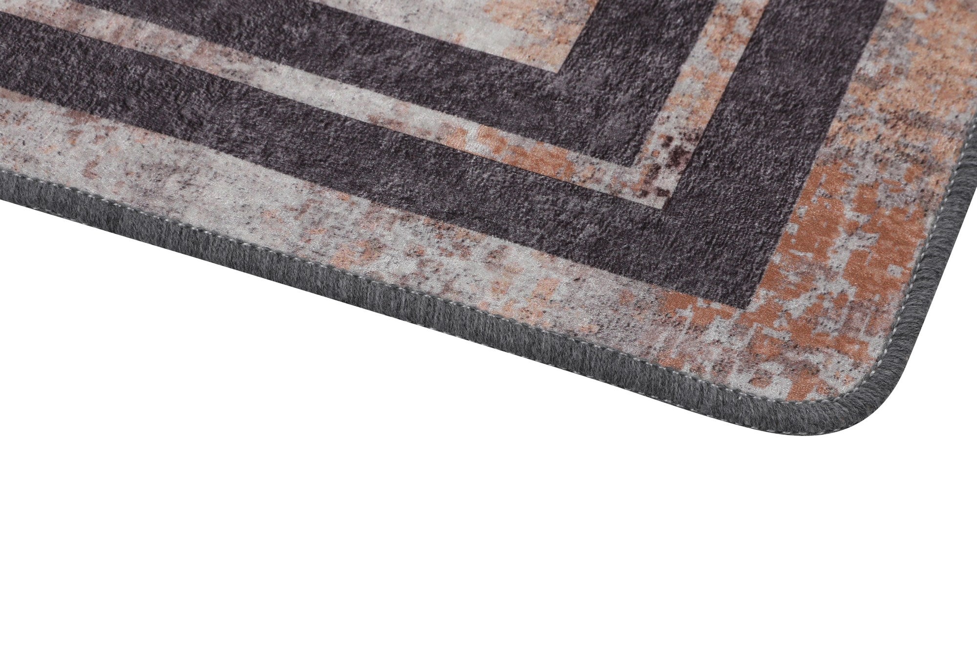 Tapis de salle de bain Pekar 70x120cm Texture de rouille Motif Rectangles Marron foncé