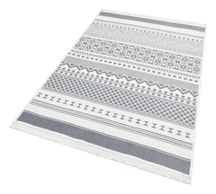 Tapis double face Rola 120x180cm 100% Coton Motif Berbère Noir et Blanc